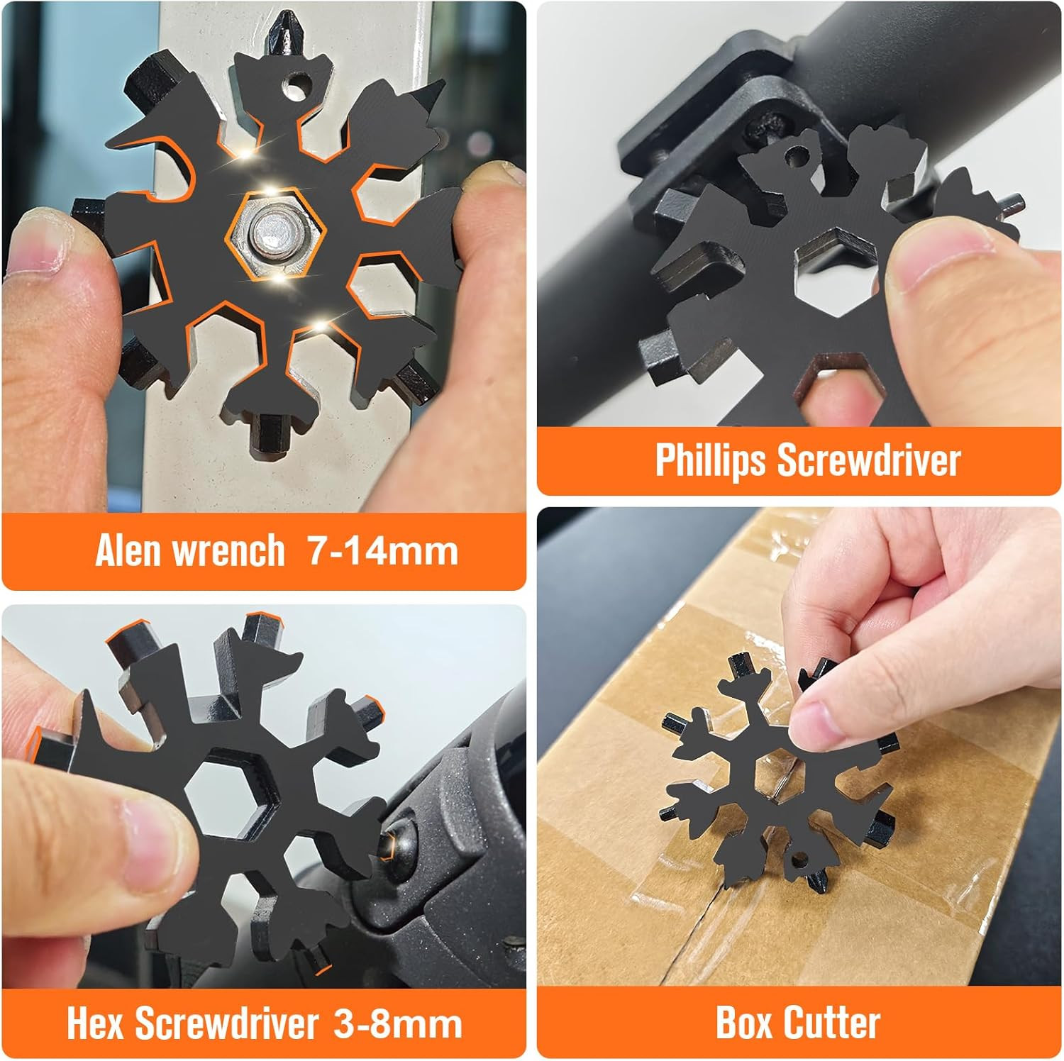 Stocking Stuffers Gifts for Men, 18 in 1 Snowflake Multitool, White Elephant Gif