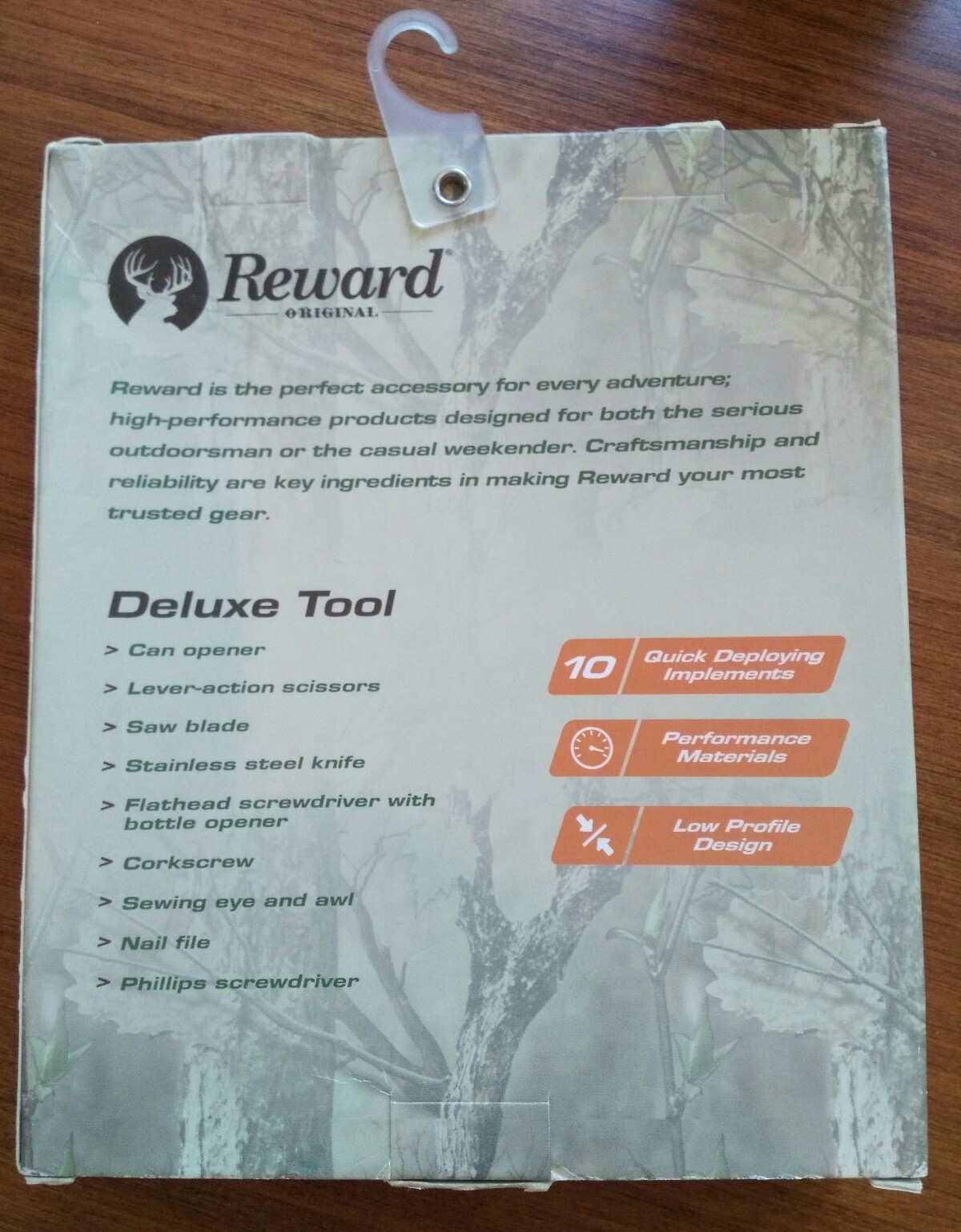 DELUXE TOOL REWARD ORIGINAL CAMOUFLAGE CAMPING KNIFE 10 USES