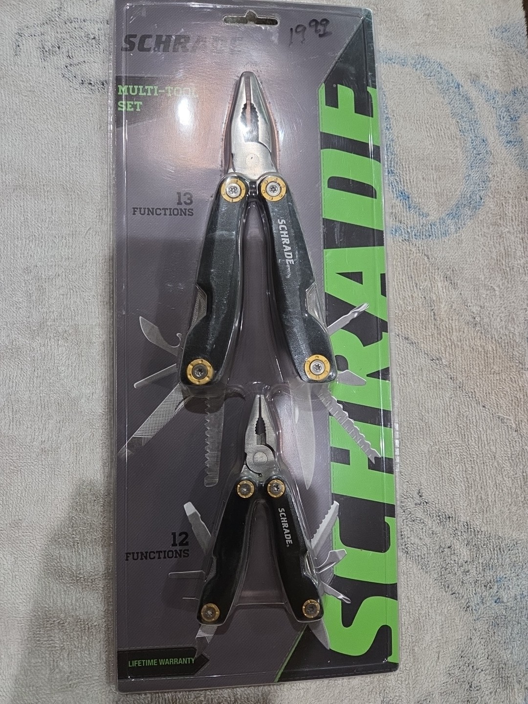 Schrade Multi-Tool Set – 13 And 12 Functions With Cordura Holsters – New