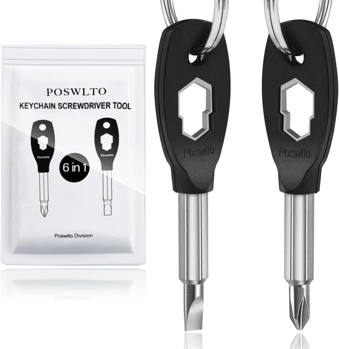 Keychain Screwdriver Tools, Stocking Stuffers for Men, 6-in-1 Screwdriver Bit