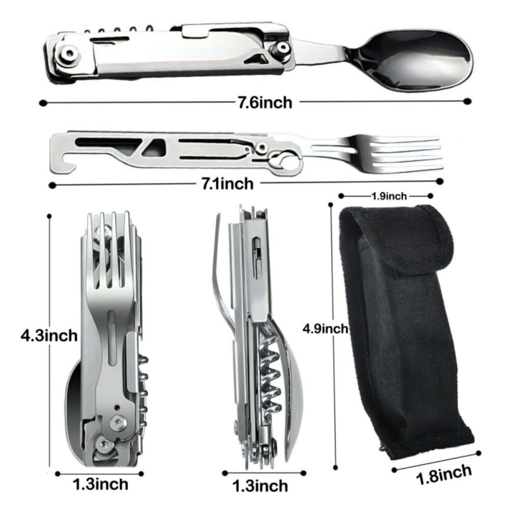 5 in 1 Reusable Spork Spoon Camping Bottle Opener Utensil Camping Silverware
