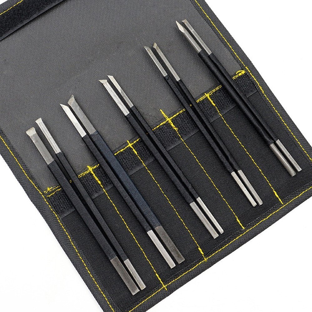 10pcs High Carbon Steel Stone Carving Chisels/Knives Kits Alloy Steel Handle