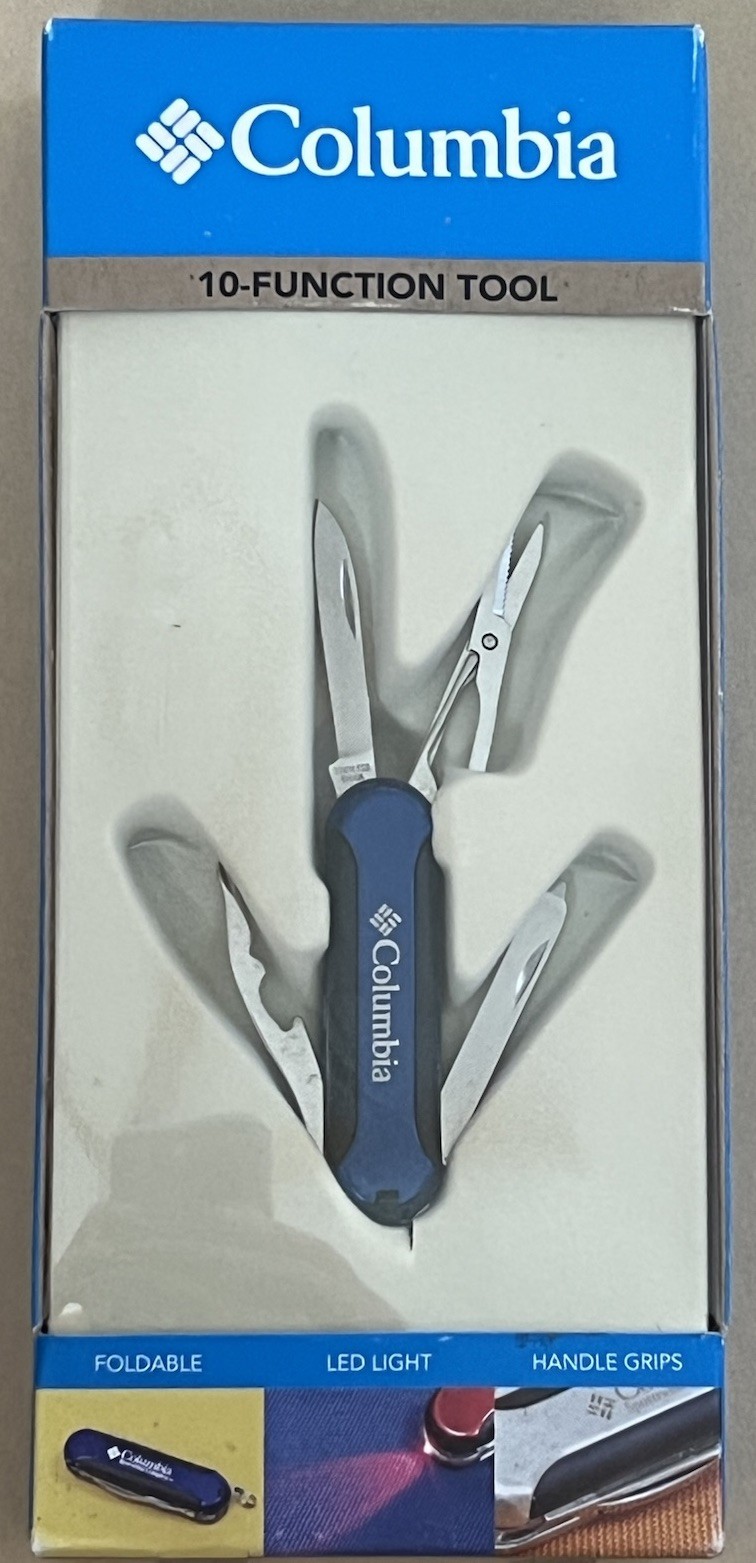 Columbia 10-Function Tool – Knife, Scissors, LED Light, etc. Sealed New NOS