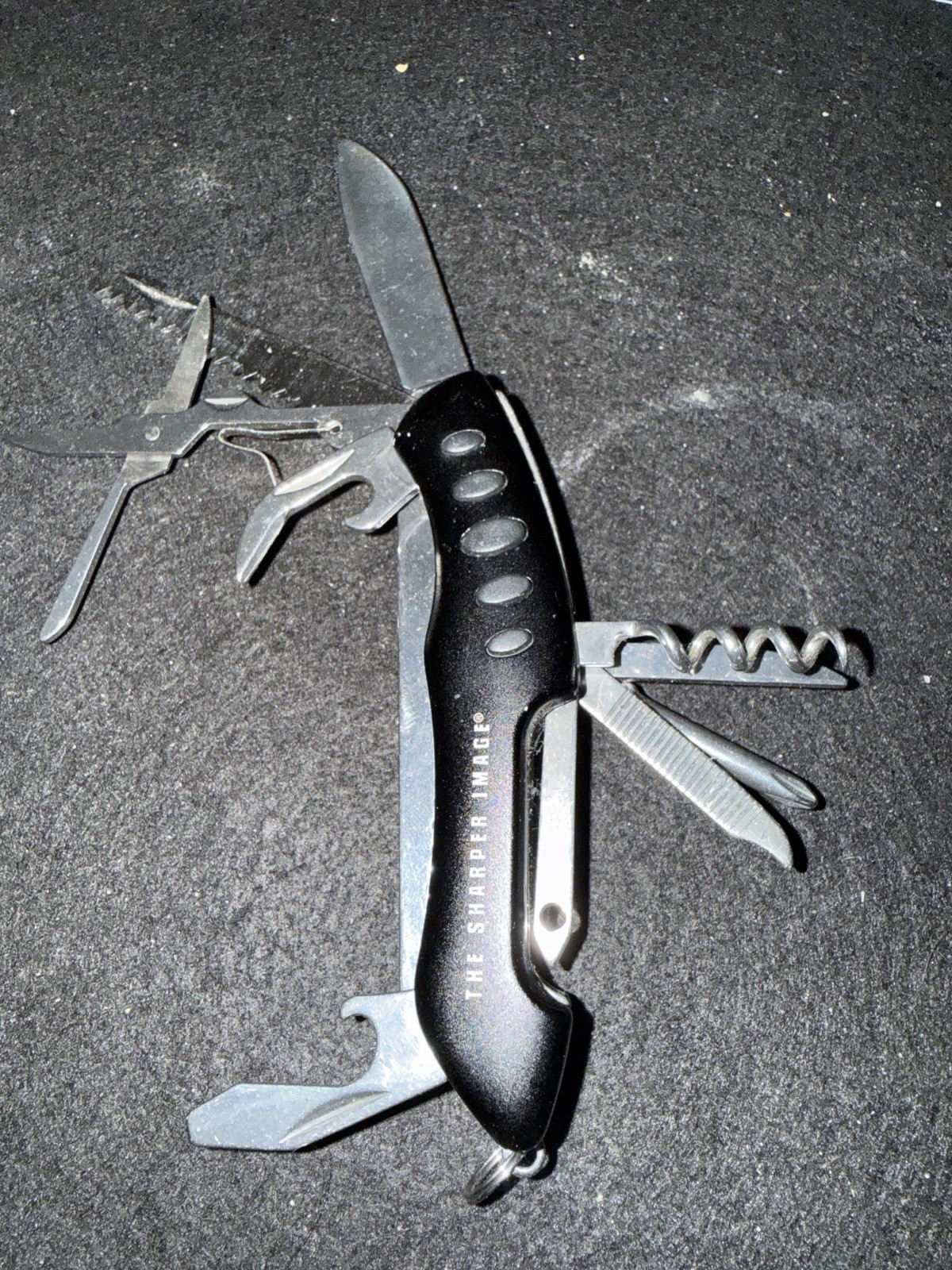 Sharpen Image Multi Tool Pocket Knife Corkscrew Scissors Saw Bottle Opener