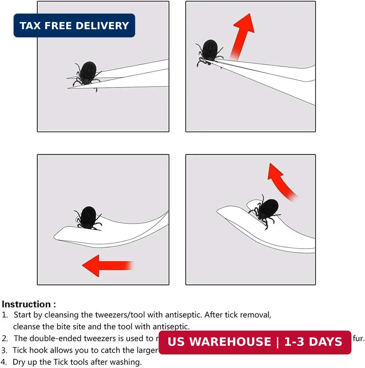 3 Pack Tick Remover Tool Set Stainless Steel Tick Remover Kit for Cats and Dogs