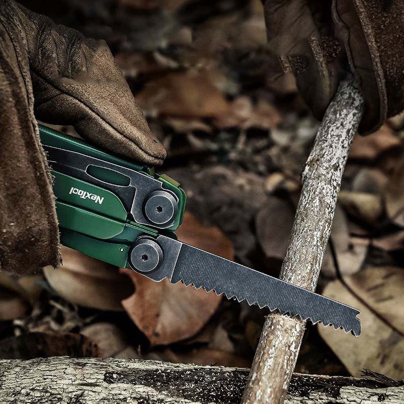 Red Folding Multitool Pliers with Scissors Stainless Camping EDC Tool