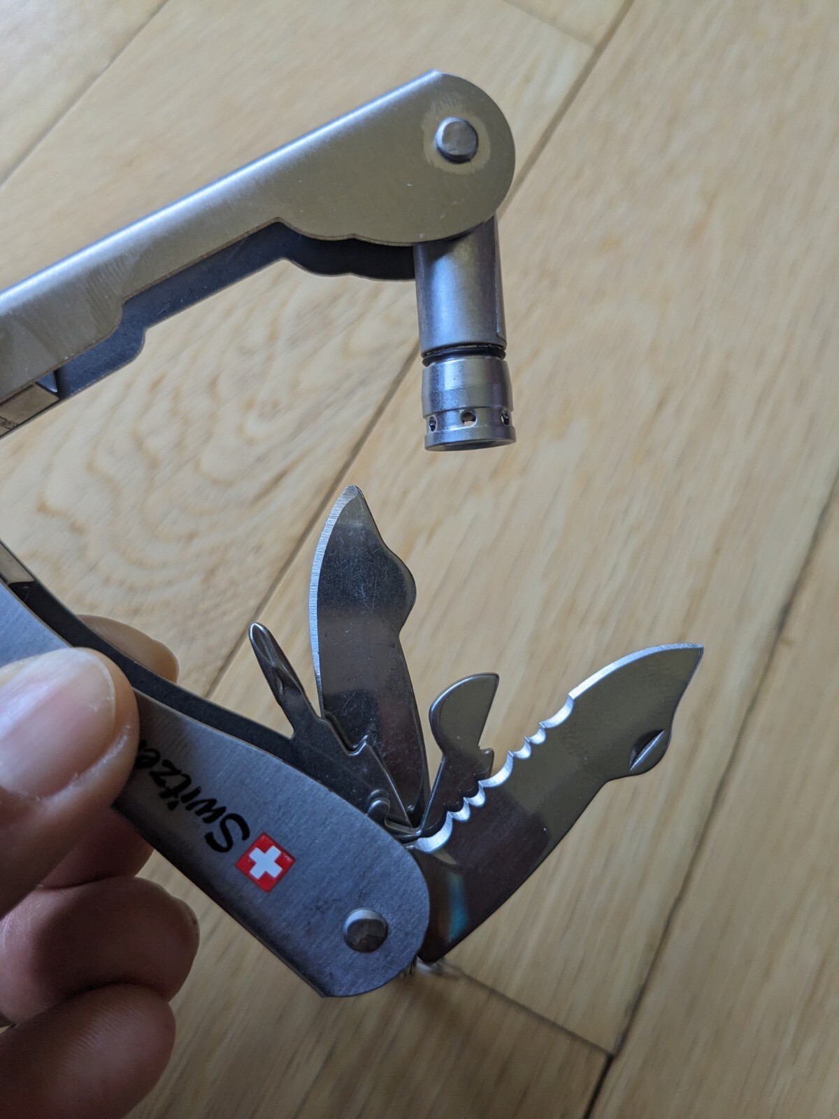 Swiss-Made Foldable Pocket Multi-Tool Stainless Steel w Pocket Clip. 8 Functions