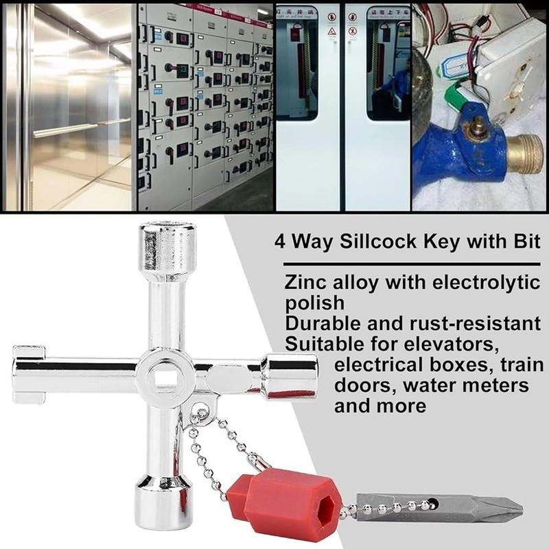 Durable Multifunctional Sillcock Key Zinc Alloy Water Control Tool Emergency Use
