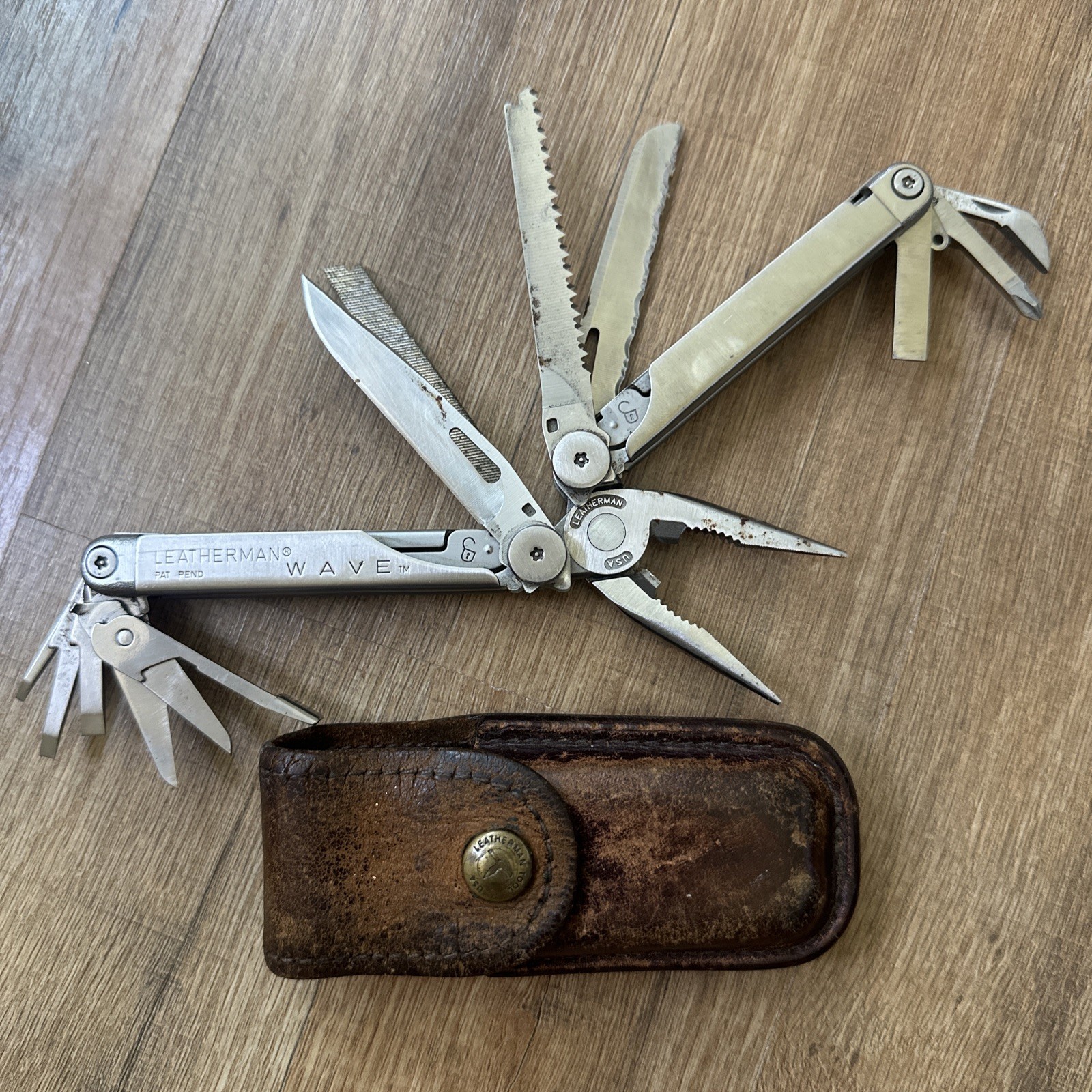 Leatherman Wave Pocket Survival Multi Tool Set Toolkit Leather Sheath Original