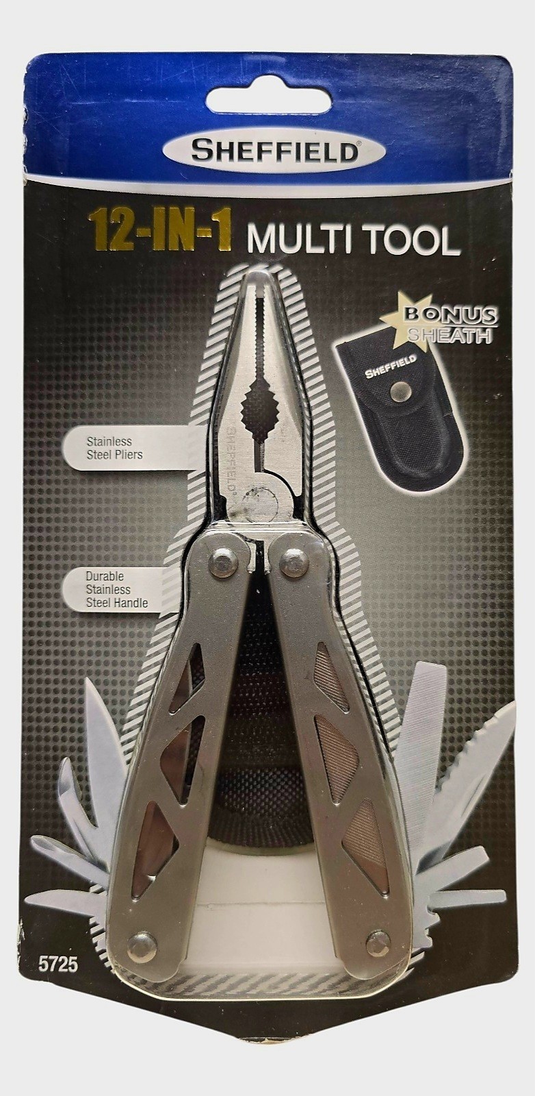 NEW Sheffield 12-in-1 Multi Tool #5725 Sealed Includes Sheath Carrying Case