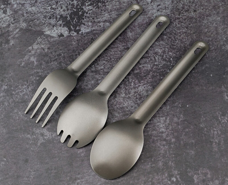 Titanium 3 Fork Spoon Sets Outdoor Camping Tableware Portable Salad SpoonEDCTool