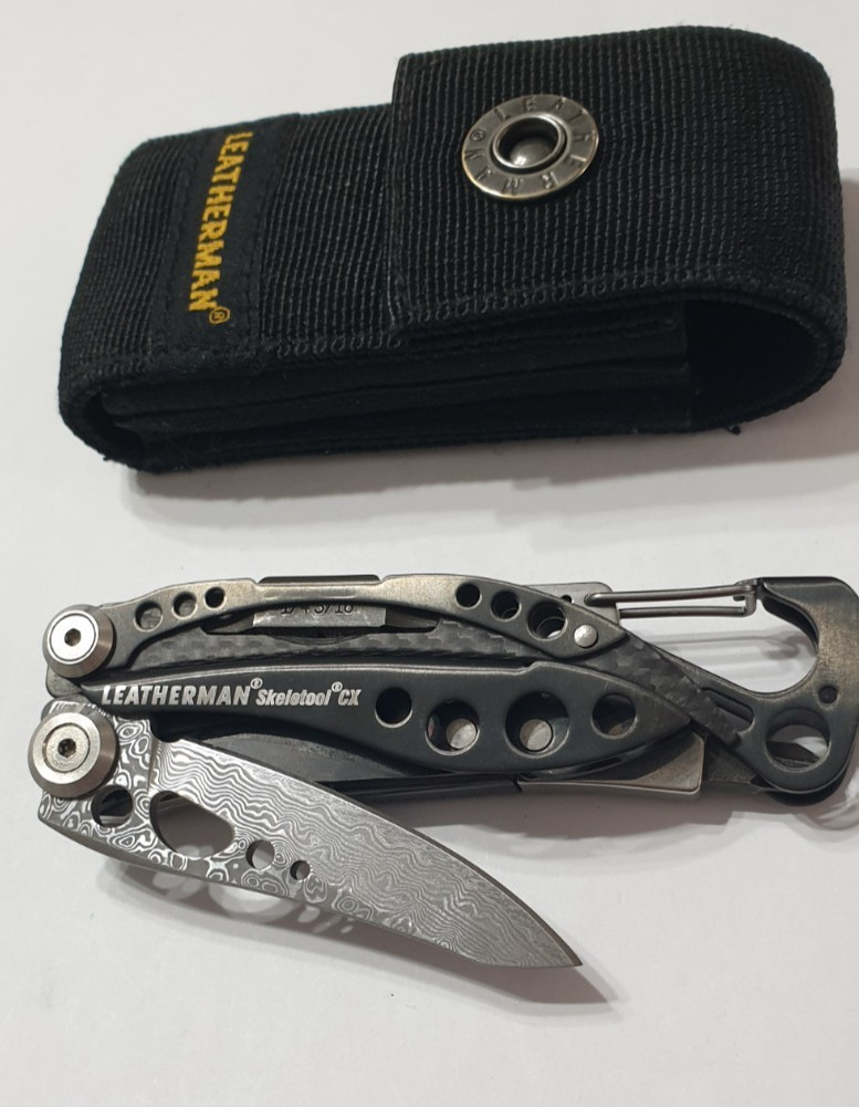 🔥🔥🔥 Leatherman Skeletool CX Damascus Custom Carbon Retired Collectable Rare