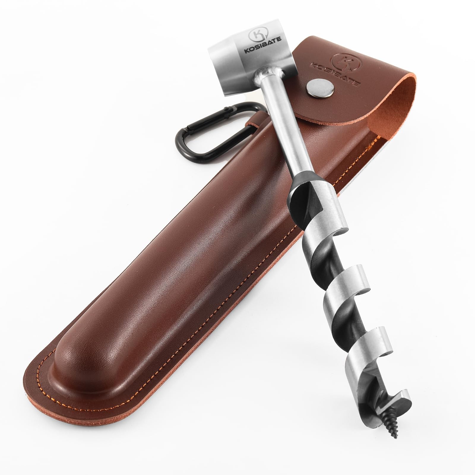 Kosibate Bushcraft Gear, Hand Auger Wrench for Easy Wood Drilling – Brown