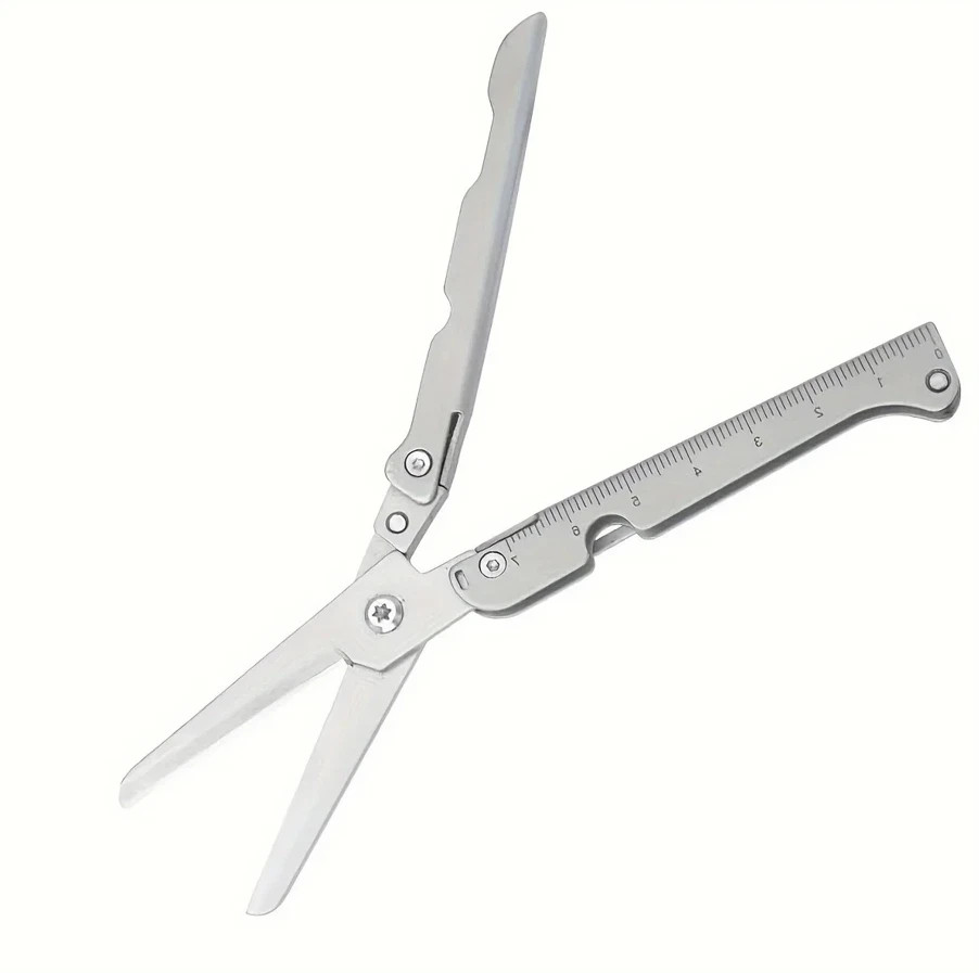 1pc Multifunctional Folding Stainless Steel Survival Scissors Portable EDC Tool