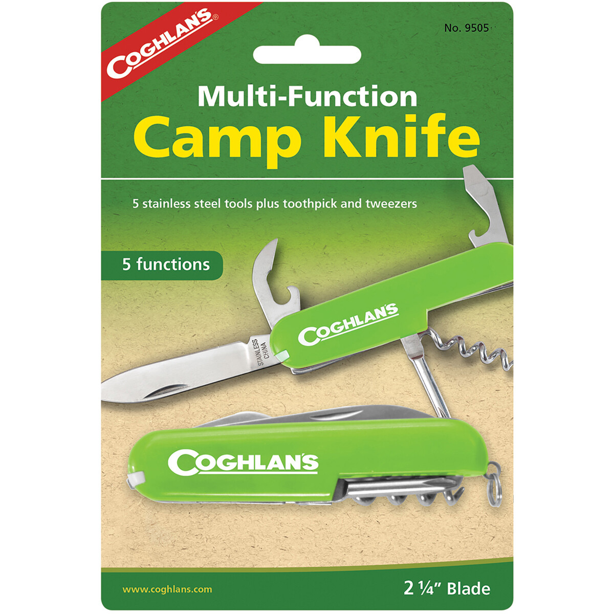 Coghlan’s Multi-Function Camp Knife, 5 Functions, Army Camping Swiss Style