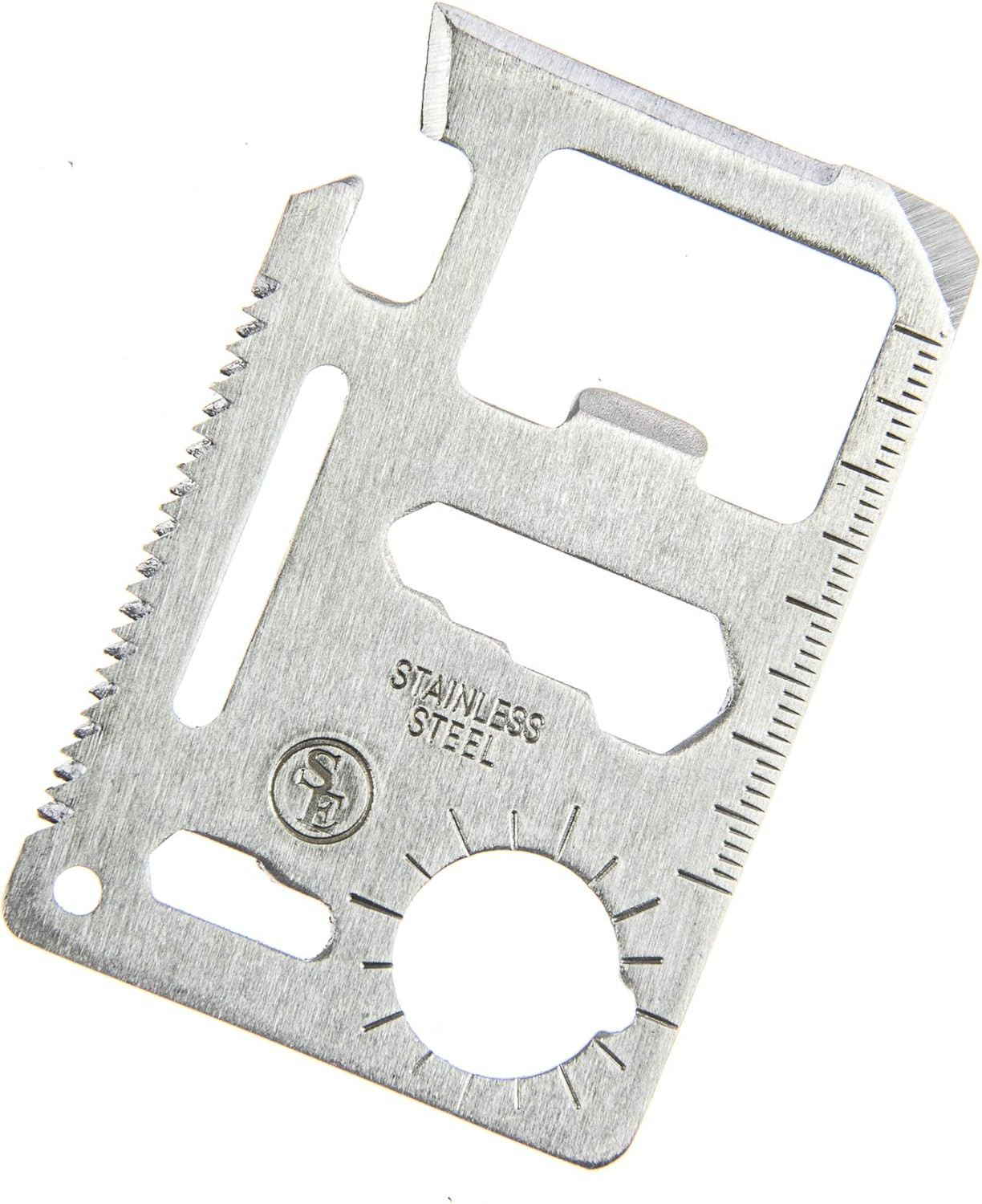 11-Function Stainless Steel Survival Pocket Tool – Compact, Credit Card-Sized Mu
