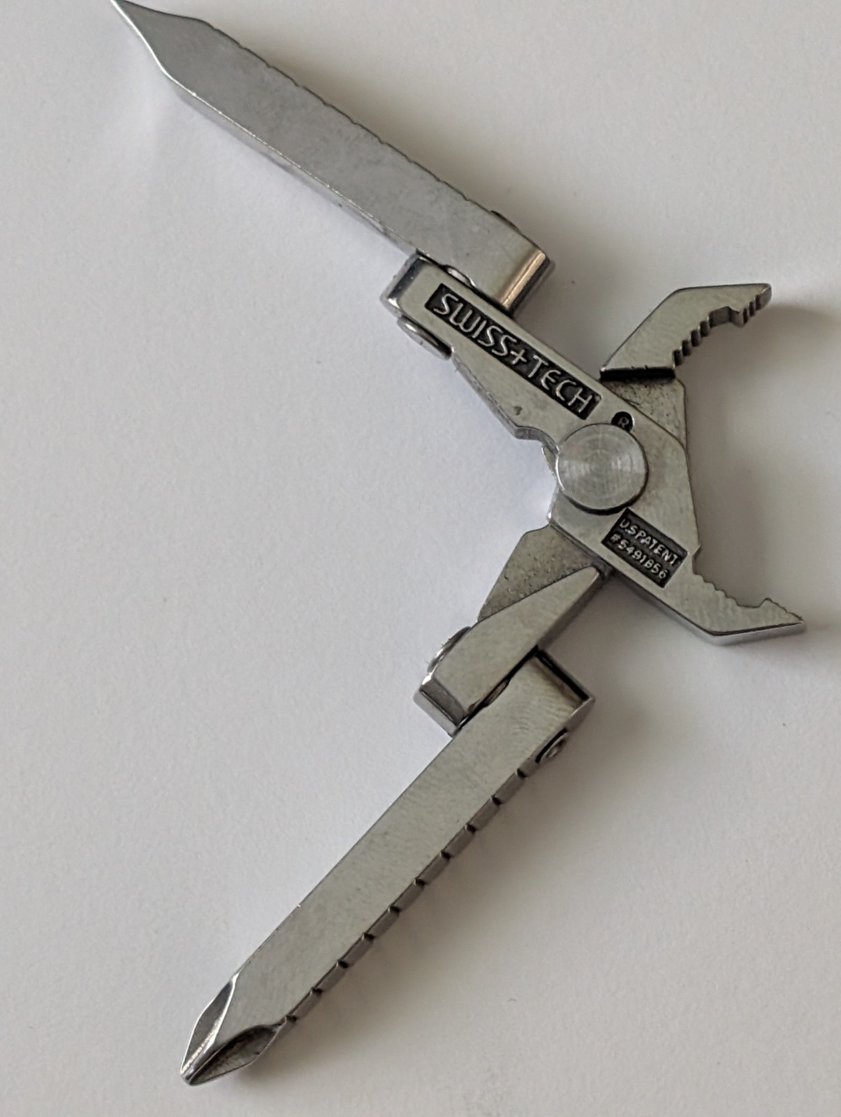 Vintage Swiss+Tech Foldable Screwdriver, Flat, Philips & Plier Pocket Tool 1.75″