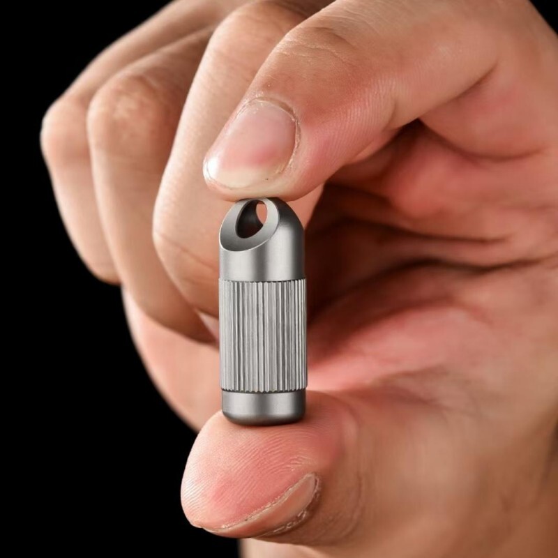 Titanium Pill Holder Case Organizer Container Waterproof Portable Keychain EDC