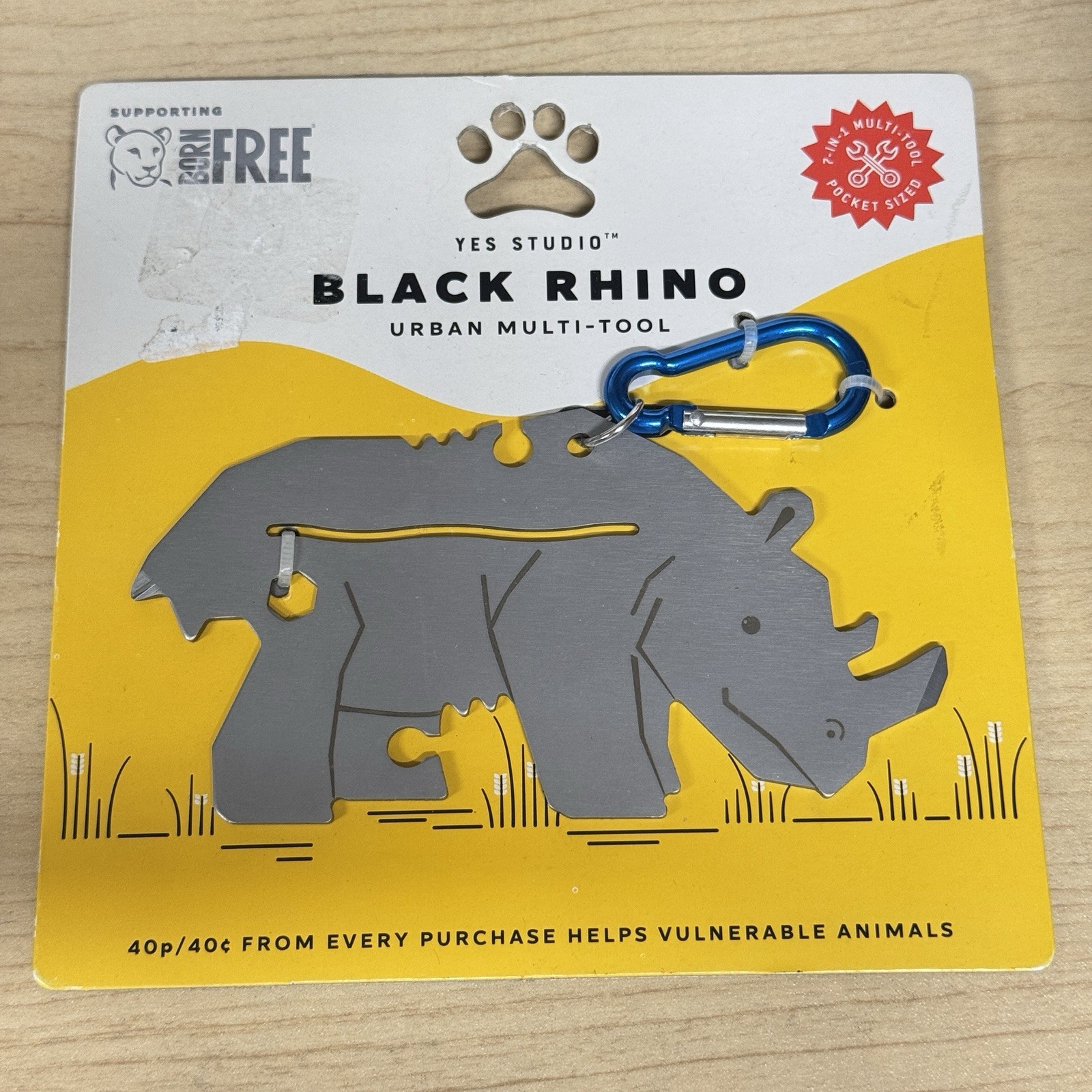 Black Rhino Urban Multi-Tool Yes Studio Animal Shaped Stainless Steel 8 Function