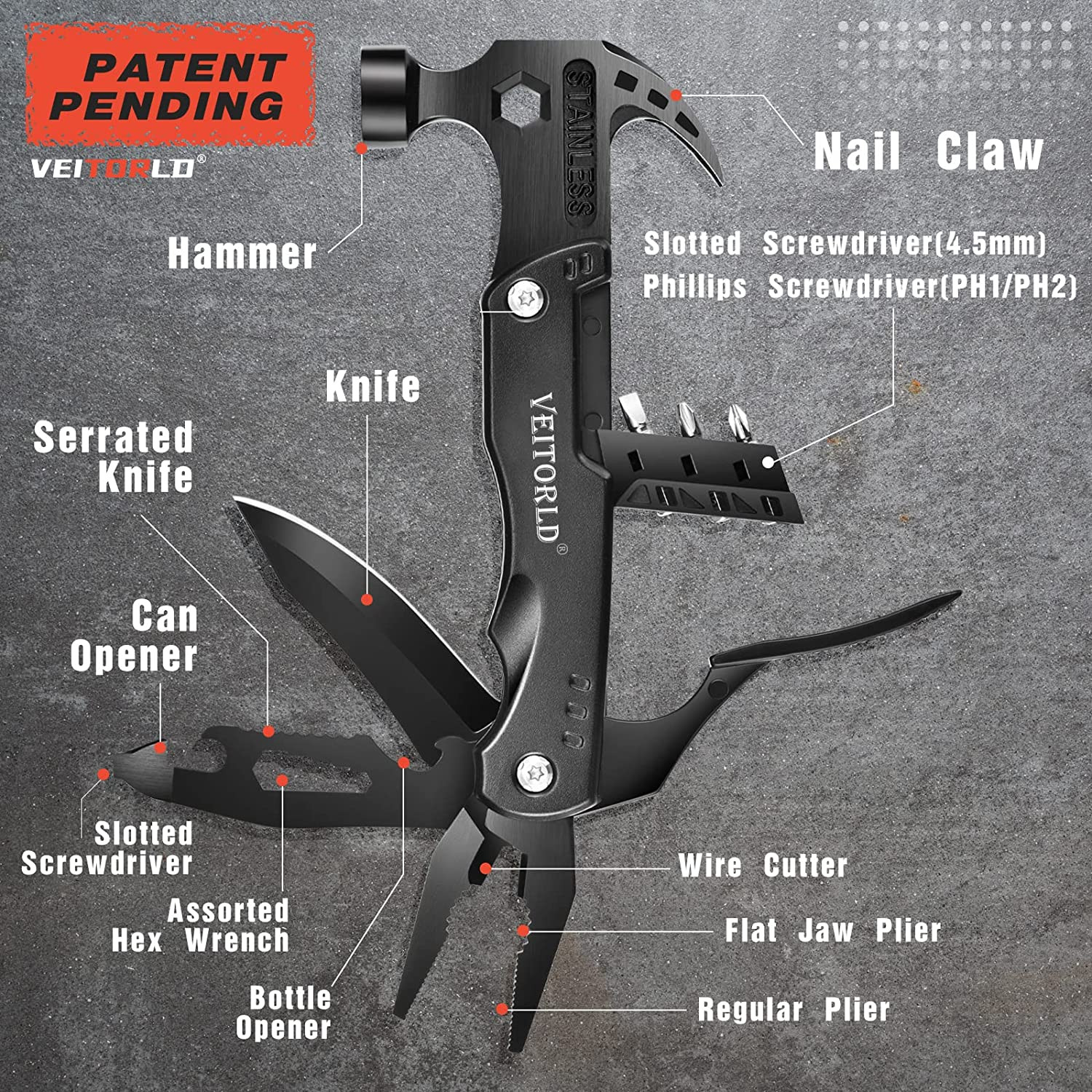 Gifts for Men Him Husband Valentine’S Day, Cool Survival Tools Hammer Multitool,