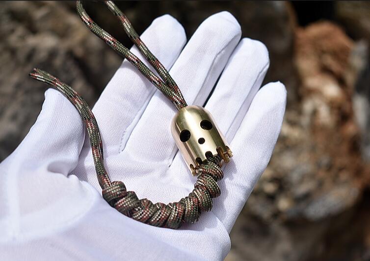 1PCS Small Brass Bell Wind Chime Rope Bead Penant Keychain EDC Pendant Ornament