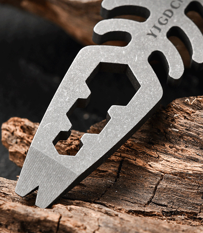 Outdoor Titanium Pry Bar Crowbar Bottle Opener Wrench EDC Portable Multi Tools