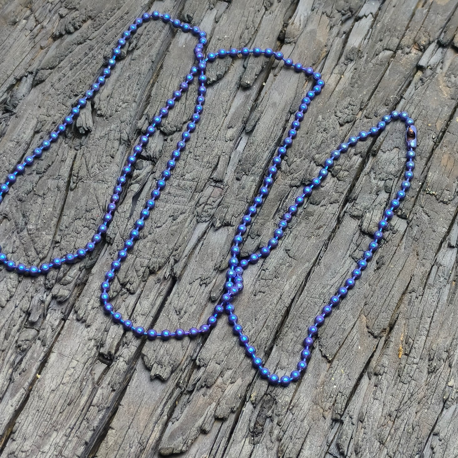 EDC Anti-allergy Pure Ti Chain Ball Bead Necklace fire blue 2.4x650mm