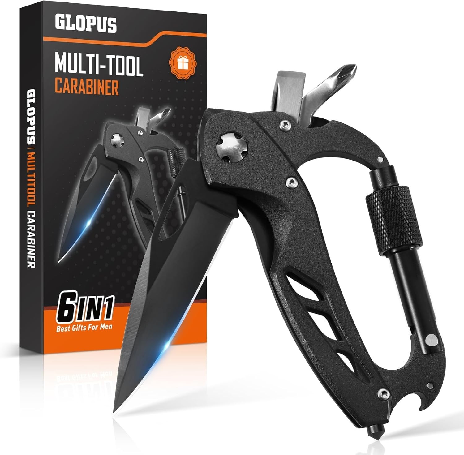 Multitool Carabiner with Pocket Knife, EDC Carabiners Keychain with Folding Kniv