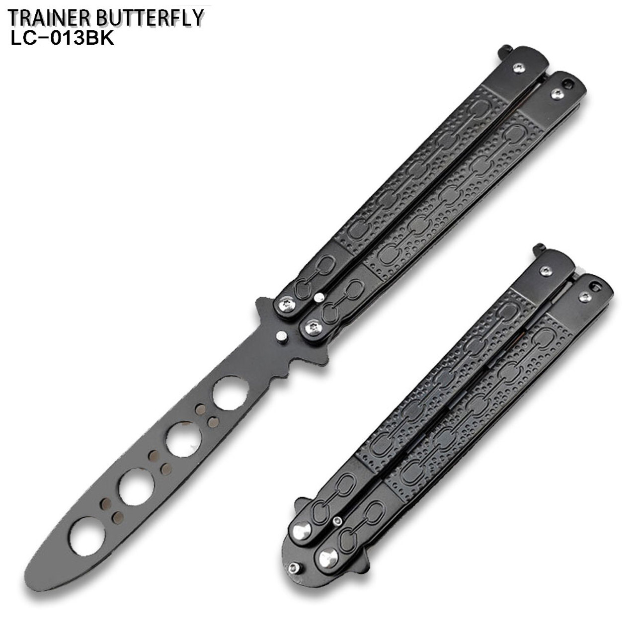 Non-Sharp Knife Trainer Style Black Chain-Link Handle Trainer for Martial Art