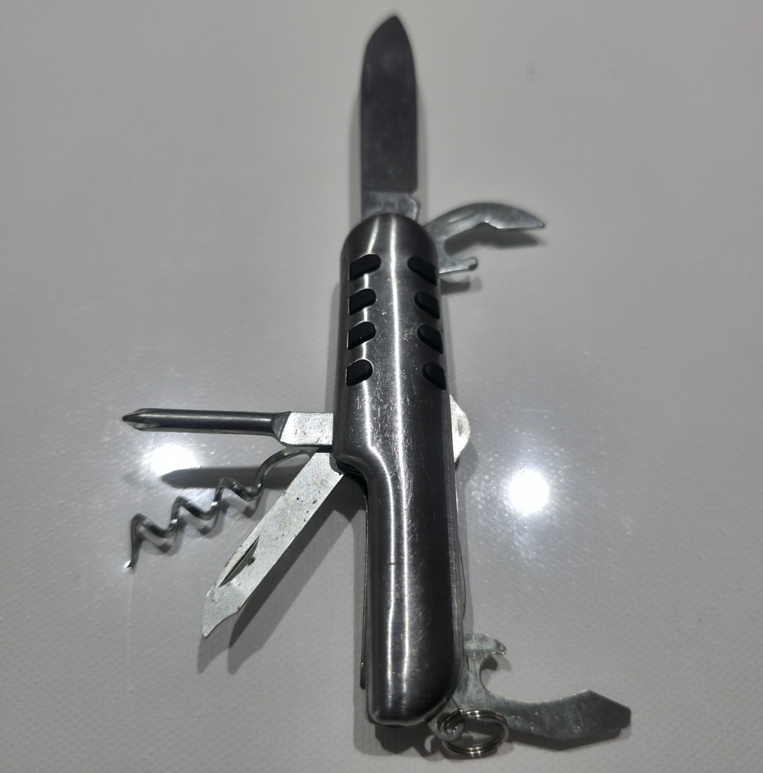 Stainless Steel Folding Multi-Tool Pocket Knife 6 Tools Corkscrew Key Ring