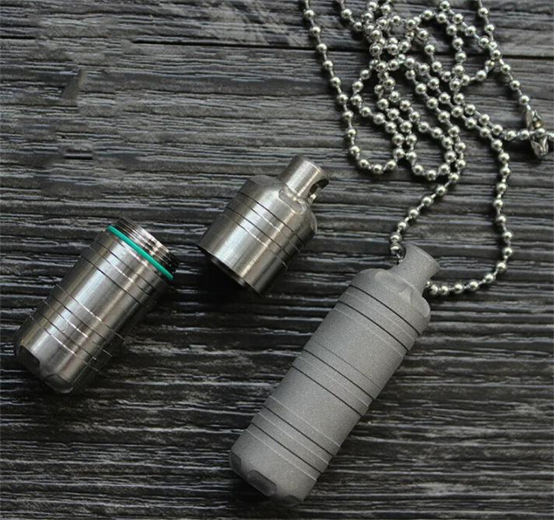 Titanium EDC Waterproof Tablet Pill Box Case Medicine Storage Capsule Pandent