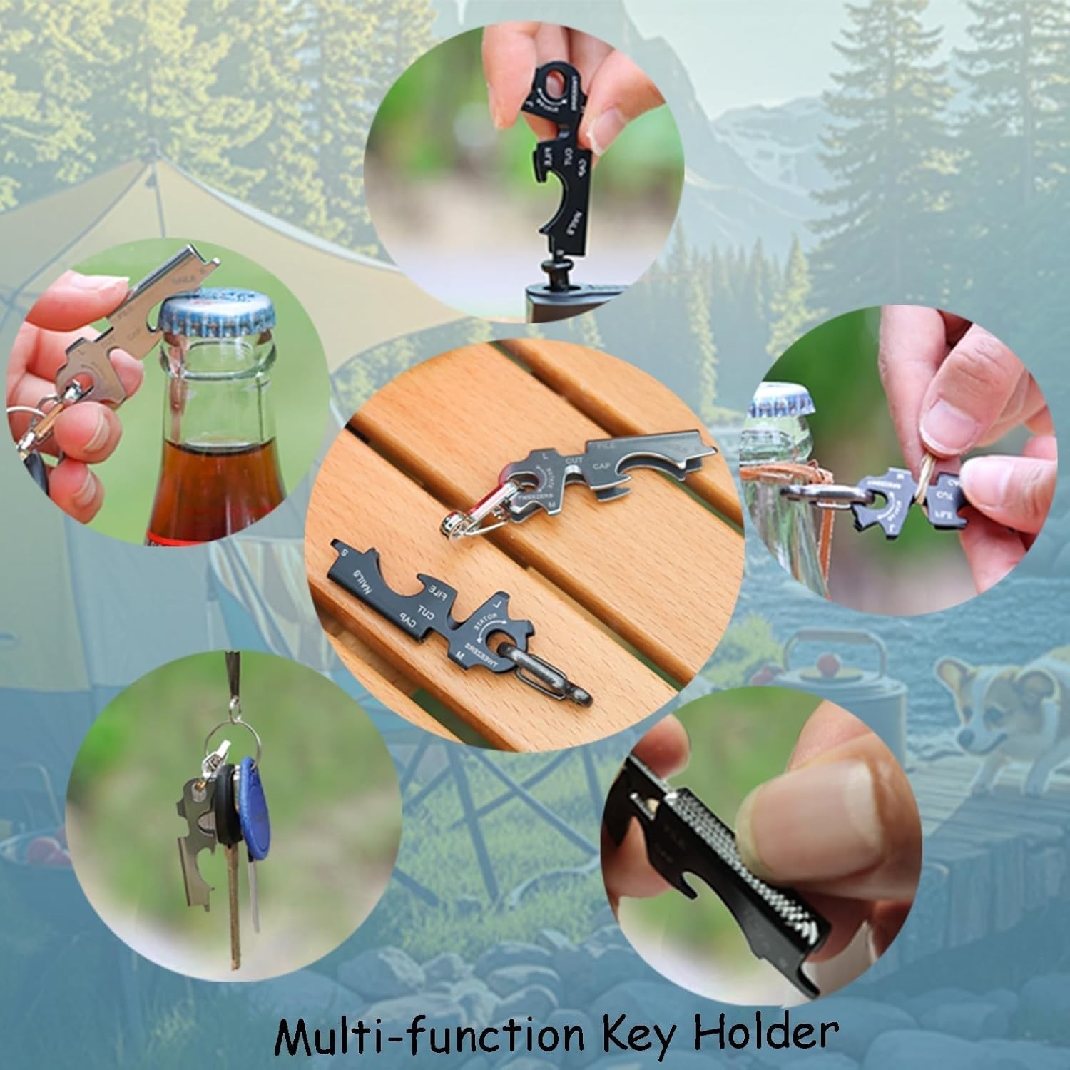 Heavy Duty Keychain with Carabiner Clip Multitool Bottle Opener Screwdriver