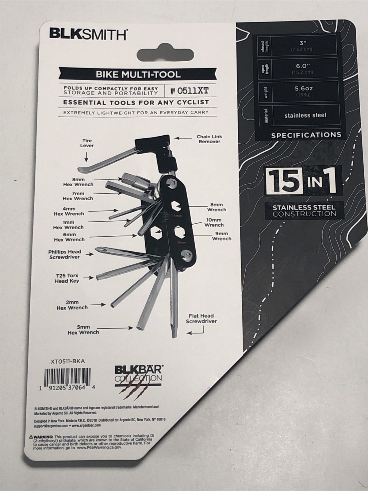 BlkSmith Bike Multi-Tool 15 in 1 Screw Wrench Cyclist Bicycle Portable Kit NEW