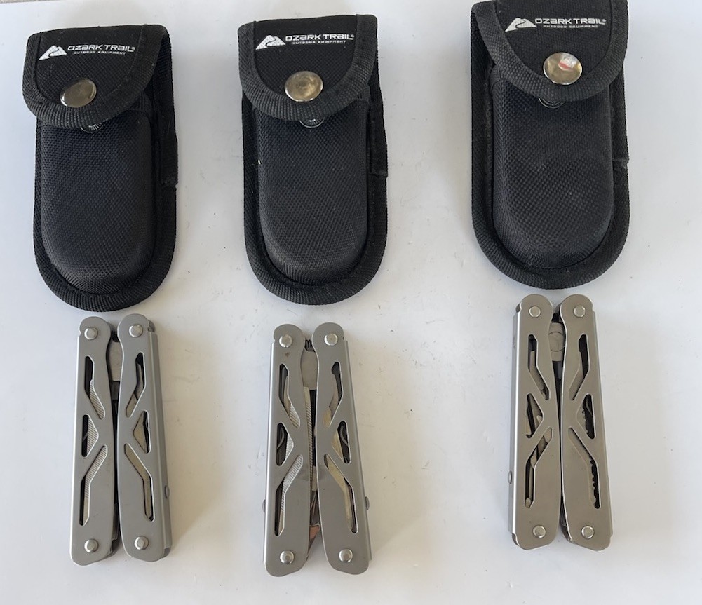 3x OZARK TRAIL Trailside Silver Handle 12-In-1 Multi-Tool for Survival W Sheath!