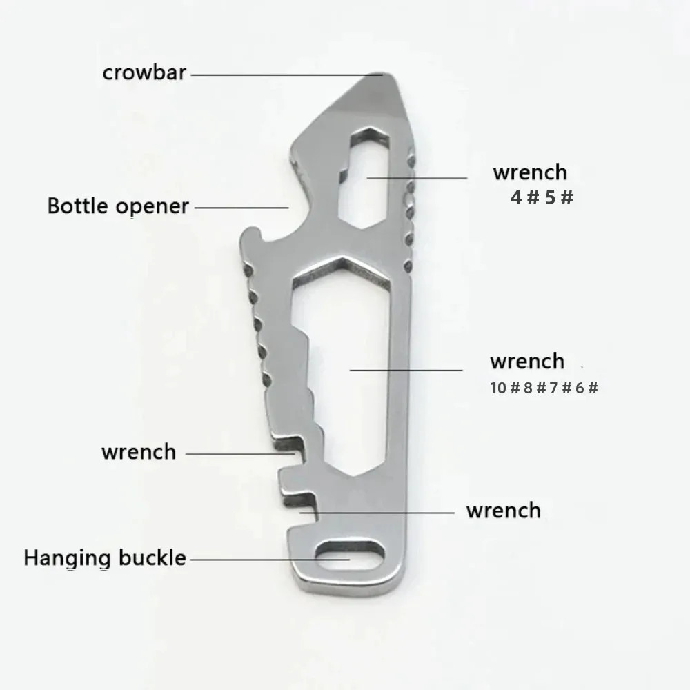Mini Multifunctional Stainless Steel Pry Bar EDC Hex Wrench Bottle Opener