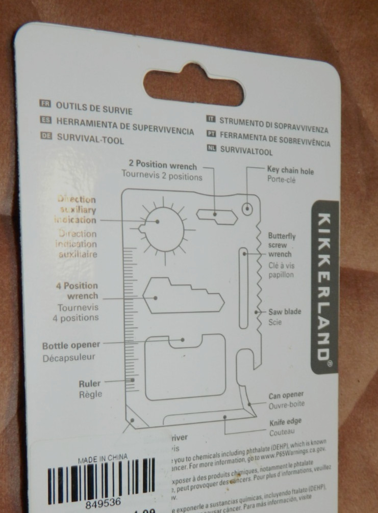 New KIKKERLAND SURVIVAL TOOL 11 Functions Stainless Steel with Pouch