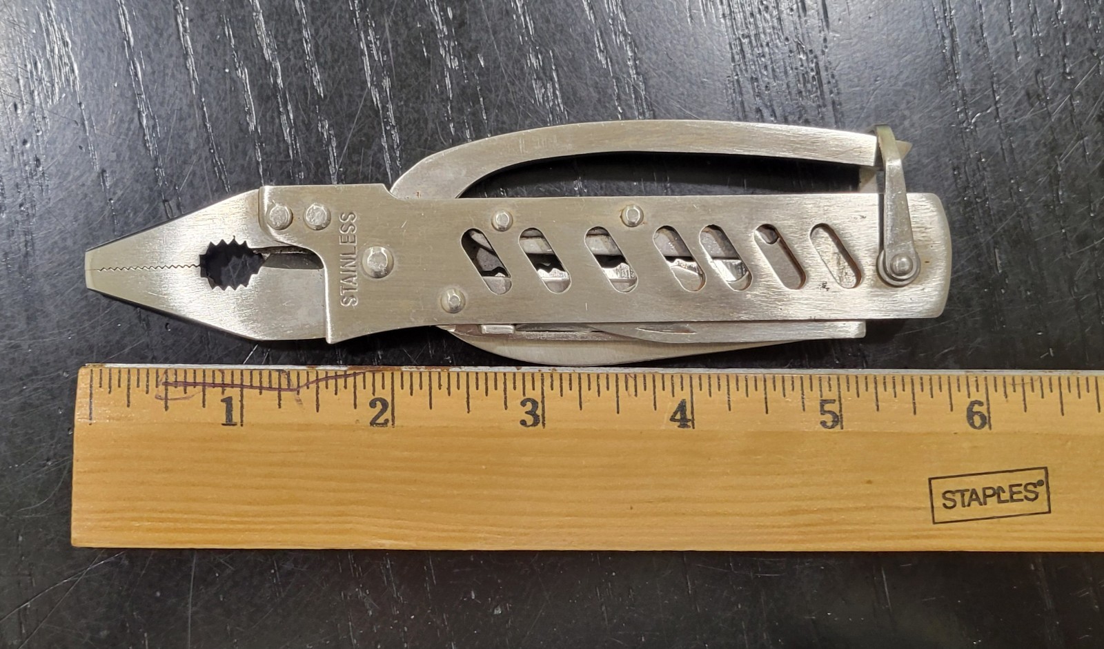 Multi-Tool, 6-Function Survival Tool Stainless Steel