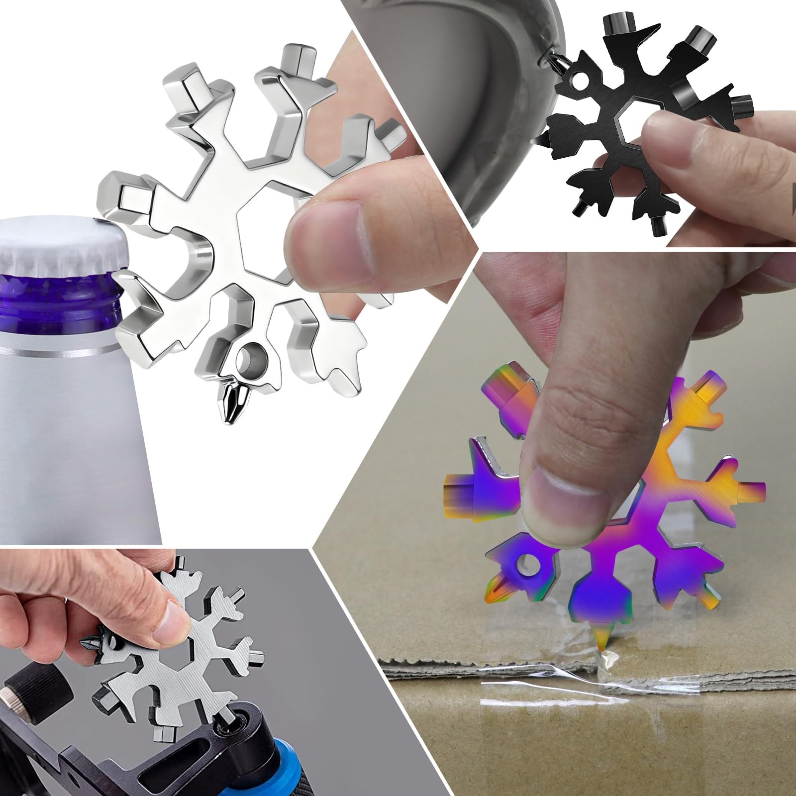 18-in-1 Snowflake Multitool, 9 Packs Stainless Steel Snowflake Wrench/Bottle …