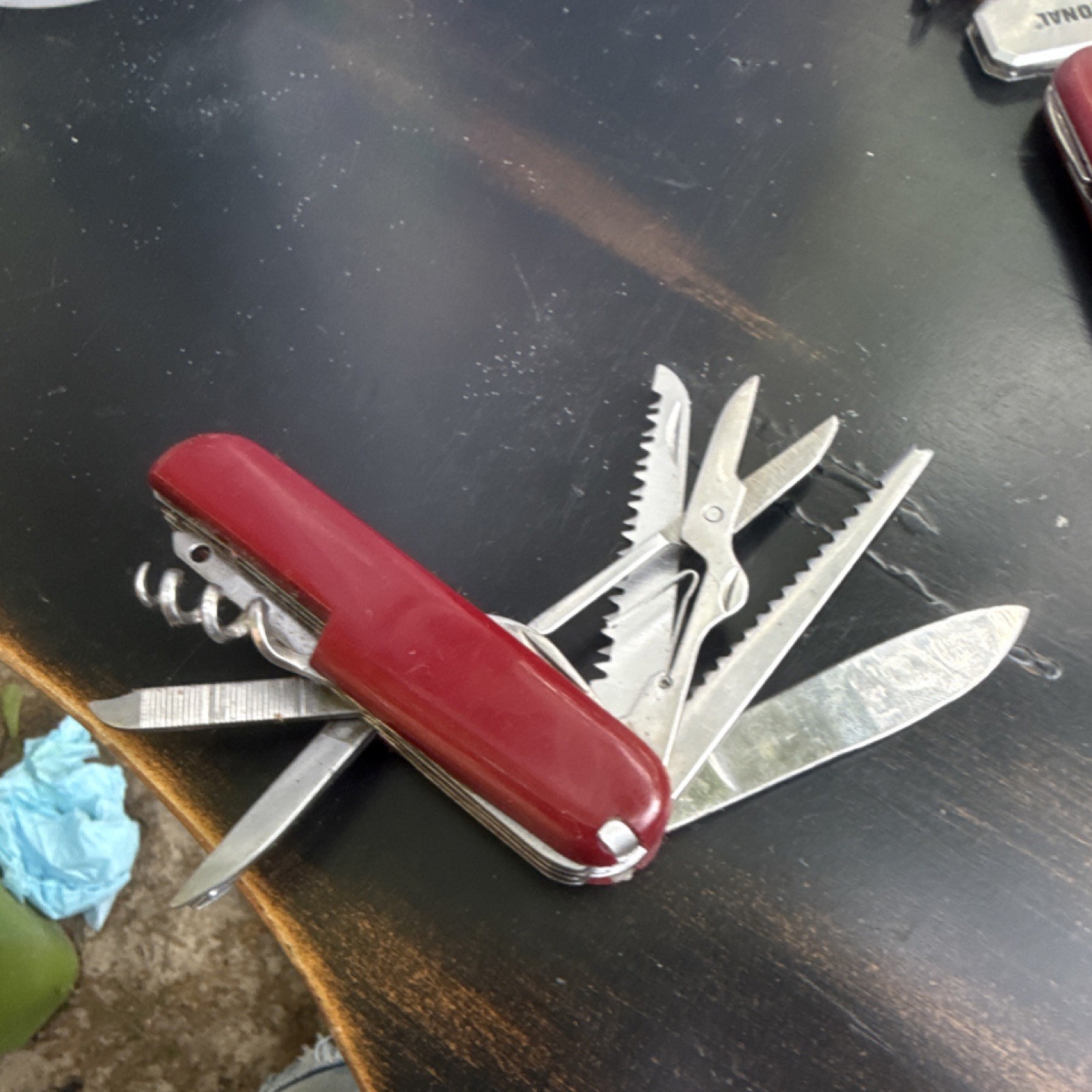Red Multi-Tool Pocket Knife Stainless Steel with Scissors, Corkscrew