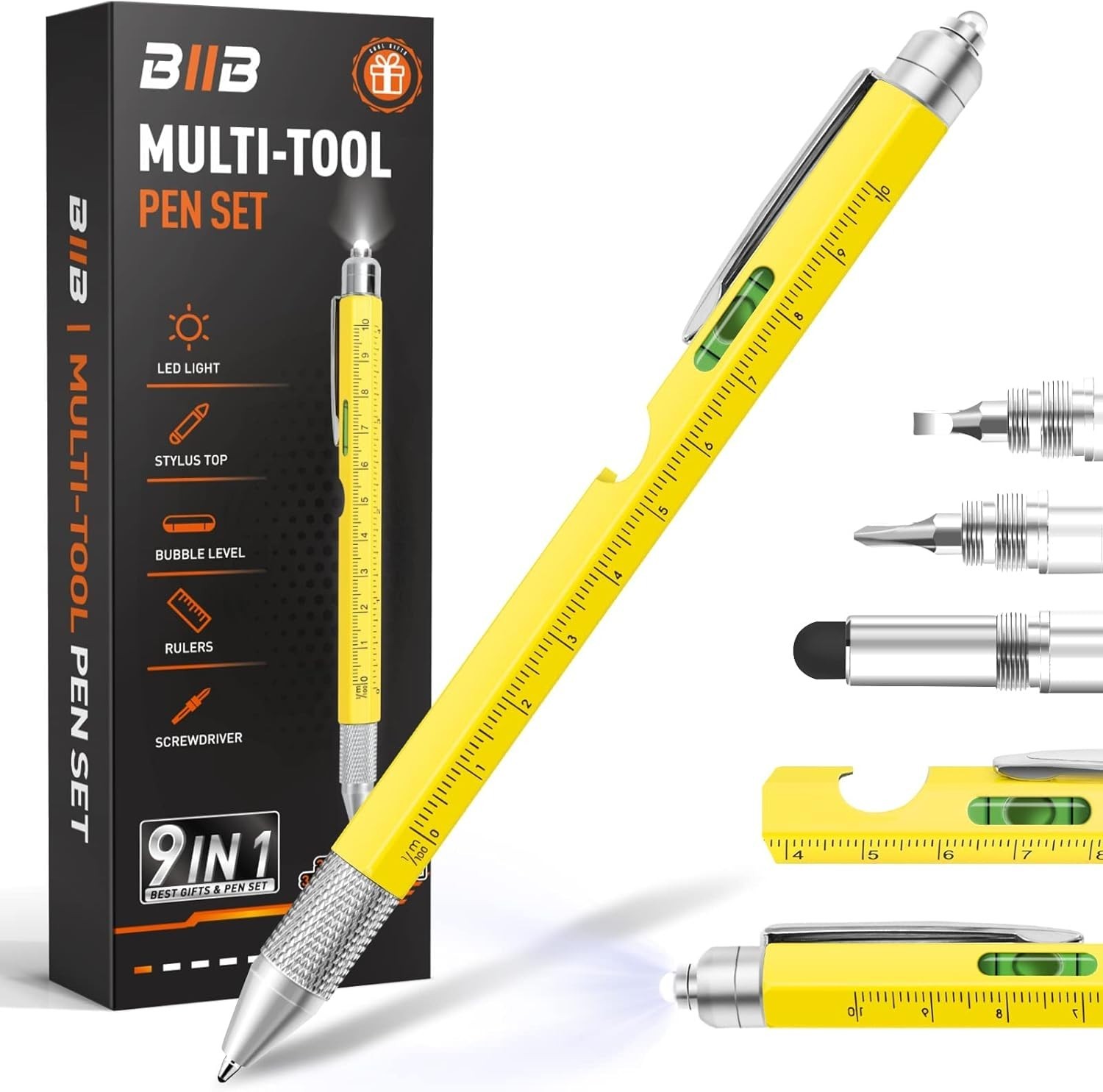 BIIB Fathers Day Dad Gifts for Dad Husband, 9 in 1 Multitool Pen, Mens Gifts for