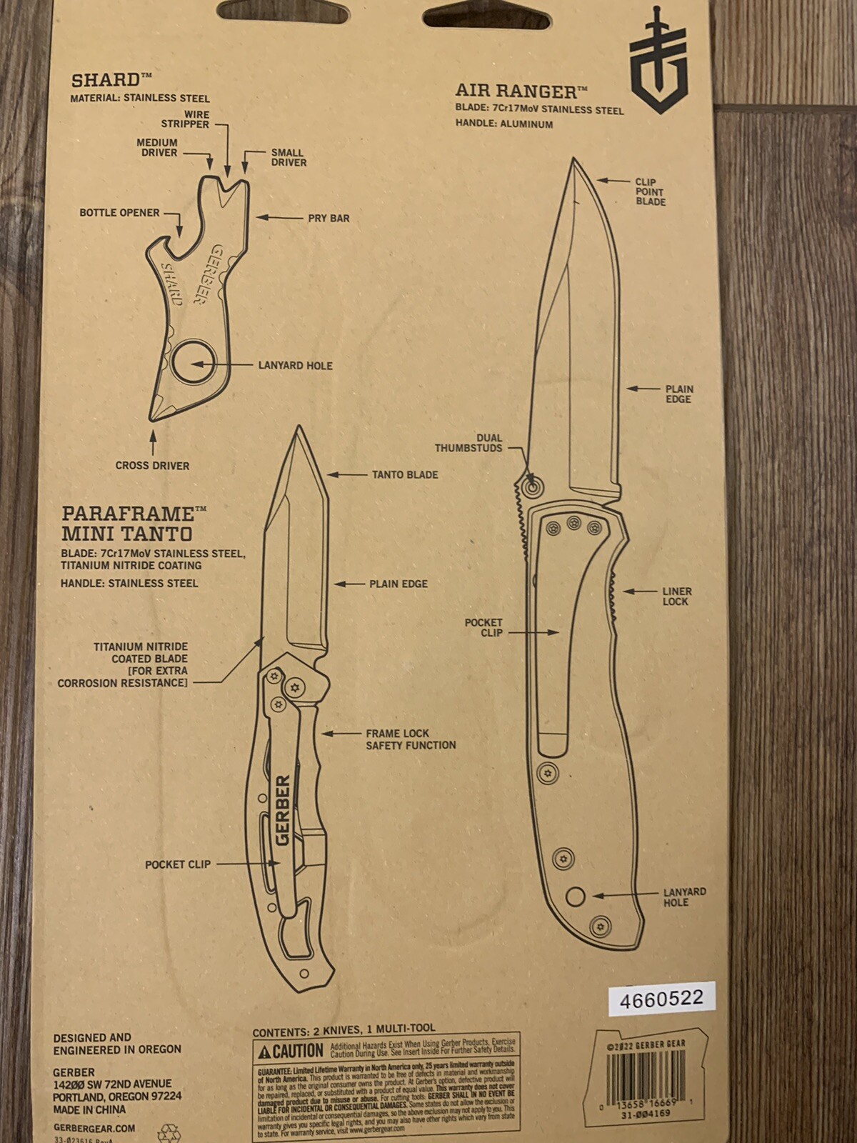 Gerber 3 Piece Knife Set Shard Paraframe Mini Tanto Air Ranger Read Description