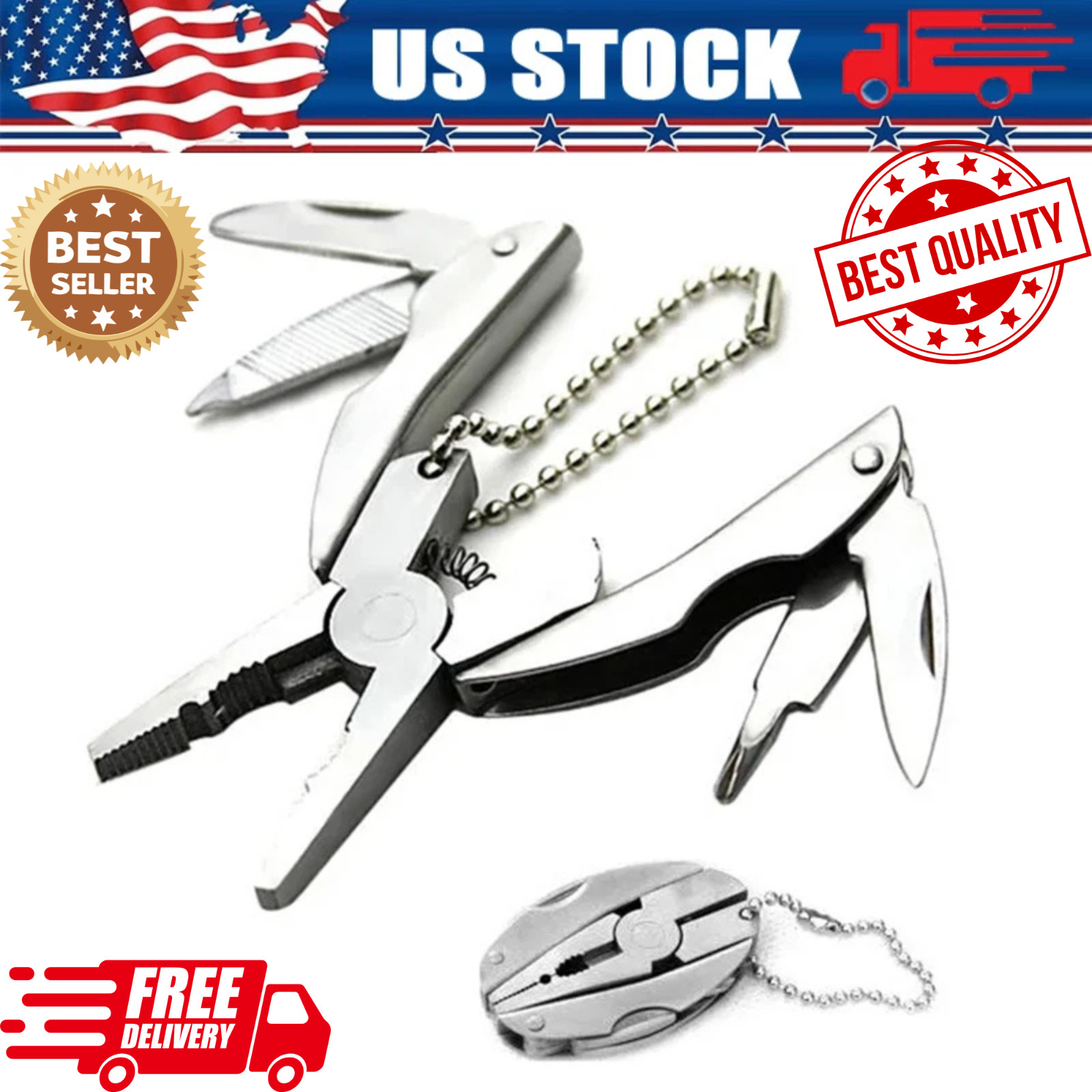 Pocket Multi Tool Pliers Mini Folding Key Chain Fishing Camping Small Pliers Lot