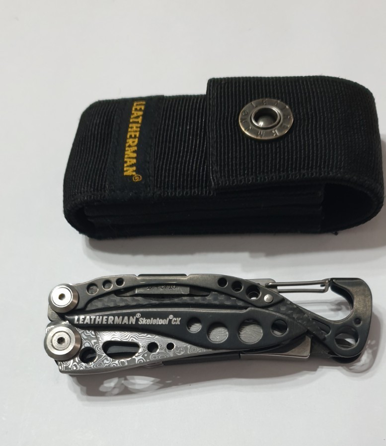 🔥🔥🔥 Leatherman Skeletool CX Damascus Custom Carbon Retired Collectable Rare