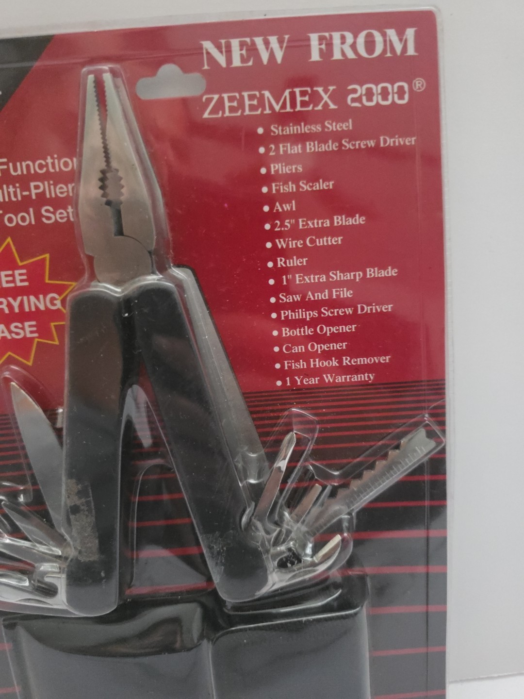 ZEEMEX 2000 STAINLESS STEEL 15 FUNCTION MULTI-PLIERS TOOL SET CARRYING CASE (D)