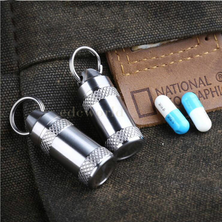 TC4 Titanium Portable Keychain Waterproof Case Sealed Container Pendant EDC Tool