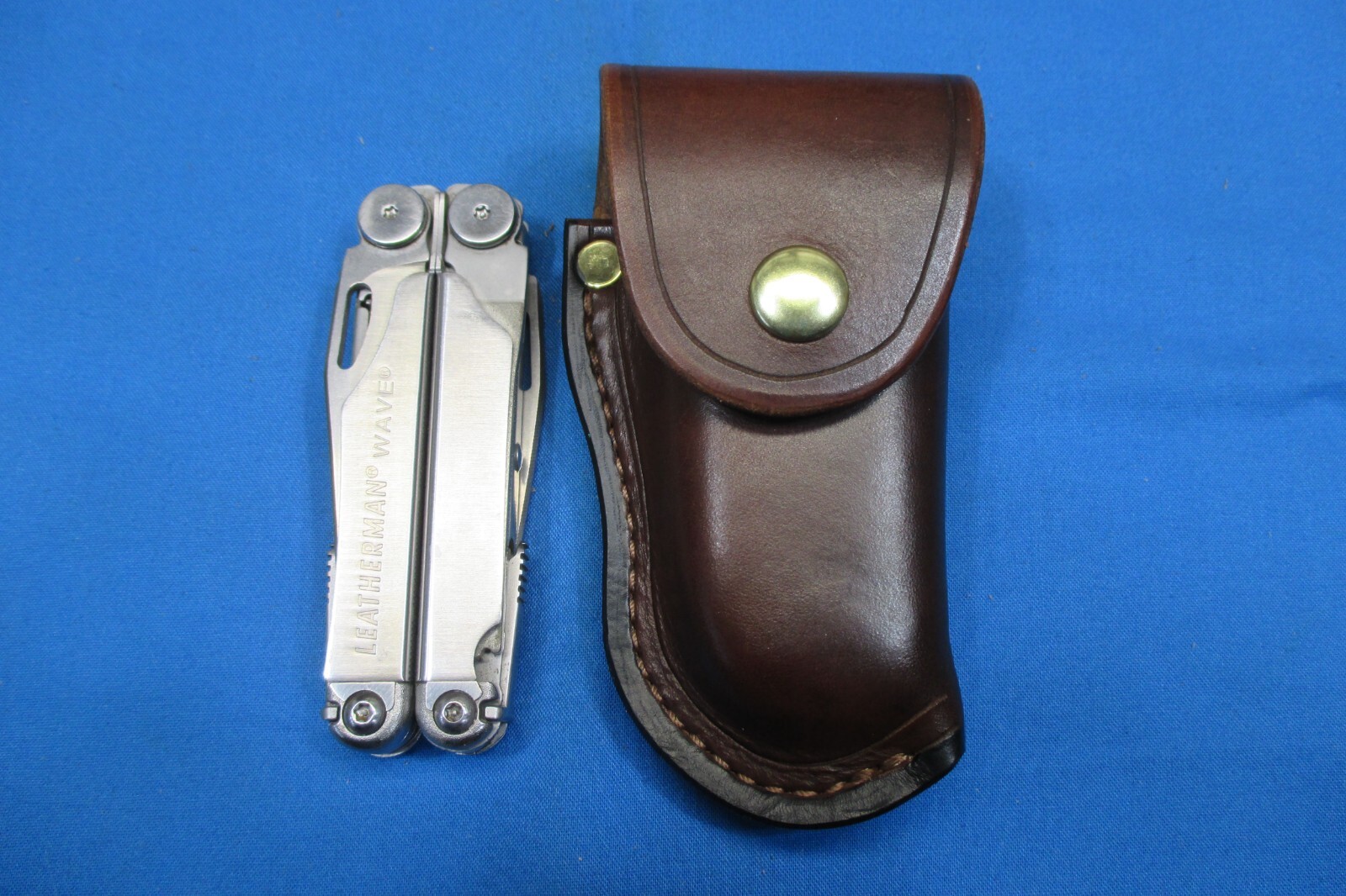 Leather Sheath LEATHERMAN WAVE MULTI TOOL, Holster Shaped, WITH STEEL BELT CLIP