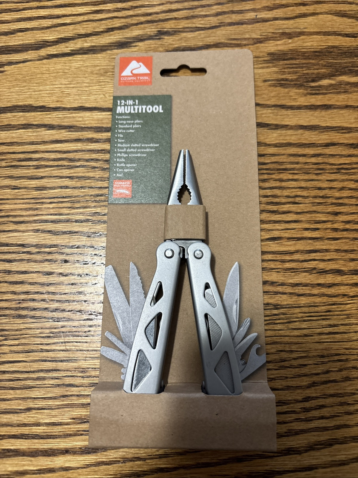 OZARK TRAIL Camping Steel, 12-in-1 Multi Tool, Silver, Model 6962 New