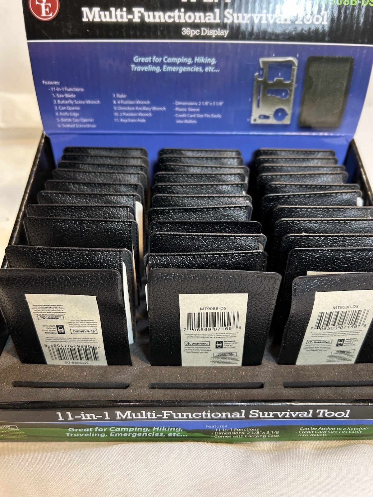 11 In 1 Multi Functional Survival Tool Lot Of 33 in Retail Box Credit Card Size
