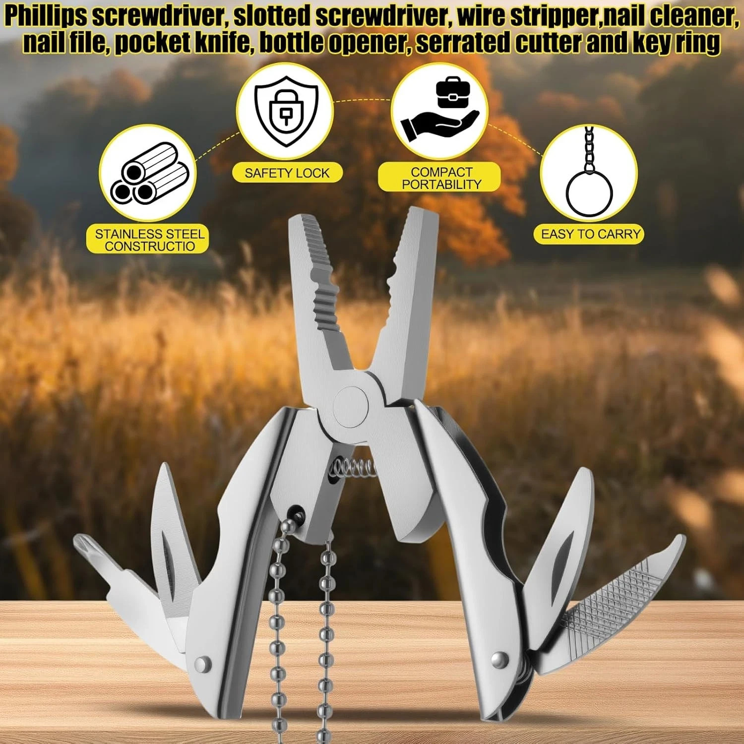 Pocket Multi Tool Pliers Mini Folding Key Chain Fishing Camping Small Pliers Lot