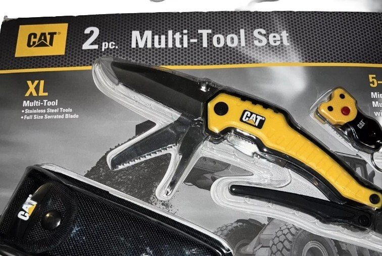 CAT 2 Piece XL Multi-Tool Set, And 5-in-1 Mini Keychain With Storage Pouch